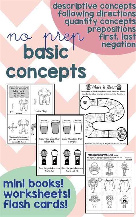 Basic Concepts No Prep Worksheets Print And Go Speech Language