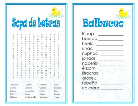Juegos Para Baby Shower Sopa De Letras Para Imprimir Tengo Un Juego