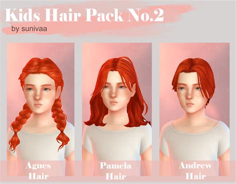 Kids Hair Pack No2 Sunivaa On Patreon In 2023 Sims 4 Children