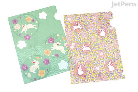 Kurochiku Japanese Pattern Clear Folder A5 Hana Usagi Flower