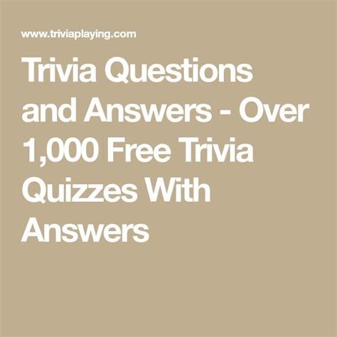 Trivia Questions And Answers Over 1000 Free Trivia Quizzes With