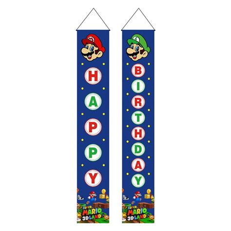Buy Super Mario Happy Birthday Banner Mario Porch Sign Mario Birthday