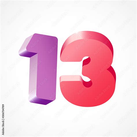 13 Th Anniversary Numbers 13 Years Old Coloured Logotype Age Congrats Congratulation Idea