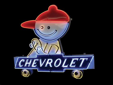 Rare 1950s Chevrolet Single Sided Porcelain Neon Dealership Sign