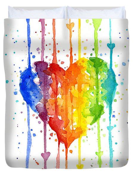 Rainbow Watercolor Heart Painting By Olga Shvartsur