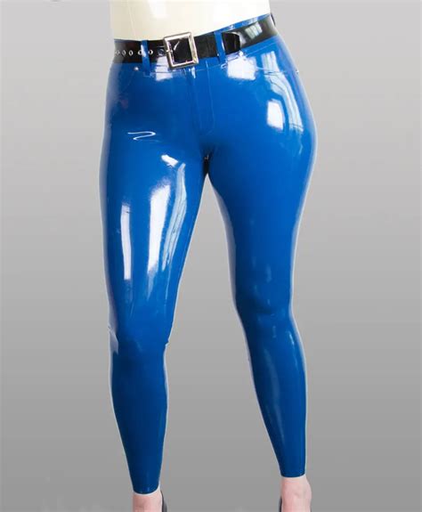 Aliexpress Com Buy Sexy Blue Latex Tights Jeans For Women Fetish