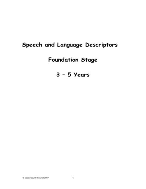 Speech And Language Descriptors