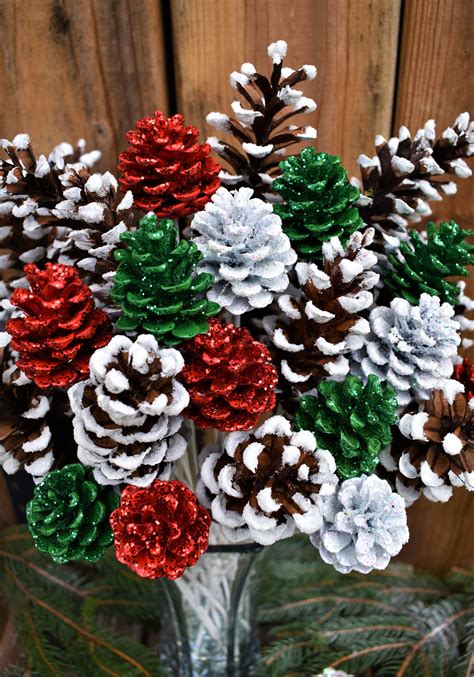 20 Glitter Pine Cone Ornaments