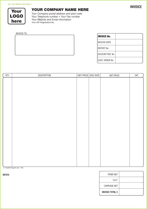 sales invoice template uk invoice