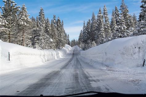 Frozen Road Highway 88 Towards Carson Pass Stock Photo Image Of