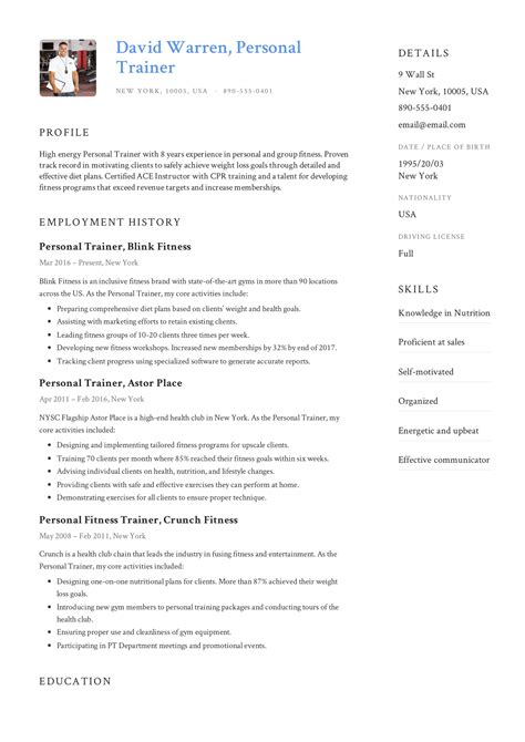 Guide Personal Trainer Resume 12 Samples Pdf 2019