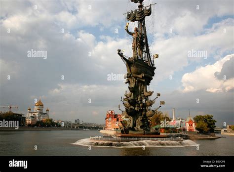 Sep 2008 Peter The Great Monument On Moskva River Moscow Russia Stock