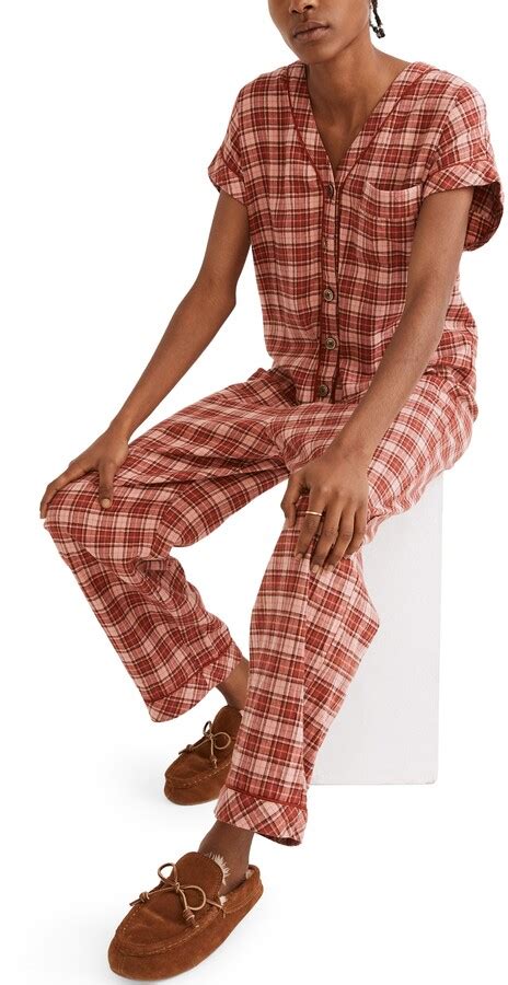 Madewell Nordway Plaid Flannel Bedtime Jumpsuit Pajamas Shopstyle