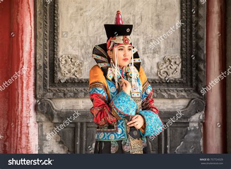 Young Mongolian Woman Traditional 13th Century Stock Photo 757724329