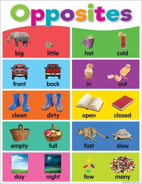 Colorful Opposites Chart English Lessons For Kids Teacher Created