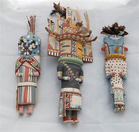3 Vtg Old Style Traditional Hopi Kachina Doll Figurines Clark