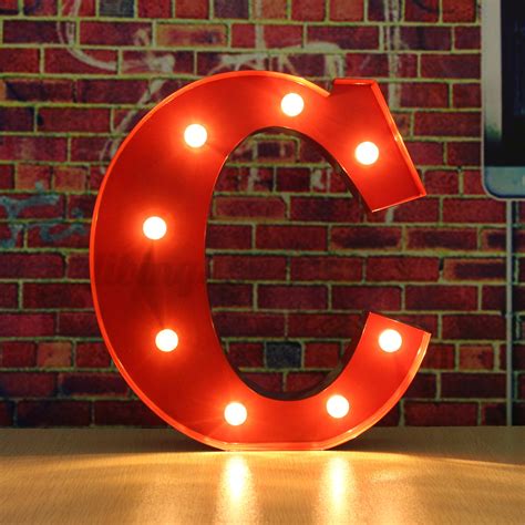 Metal Led 12 Marquee Letter Lights Vintage Circus Style Alphabet Light