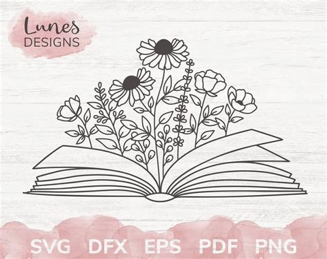 Book With Flowers Floral Svg Reading Svg Wildflowers Svg Etsy In 2021