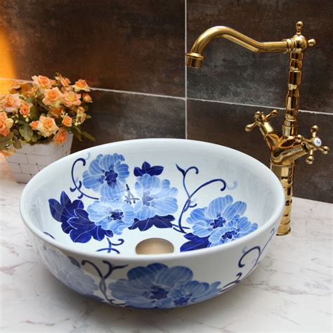 Shop our collection of japanese bidet toilets for next day delivery online at victorian plumbing. Handmade blue flower ceramic art vessel sink - Asian ...