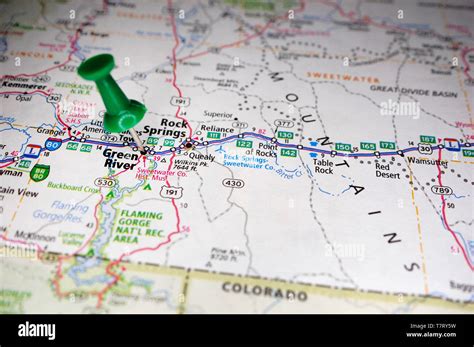 Un Mapa De Green River Wyoming Marcados Con Un Alfiler Fotografía De