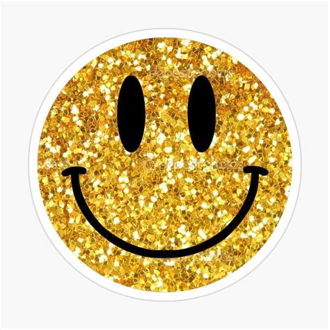 Gold Glitter Smiley Face Sticker For Sale By Flareapparel Face