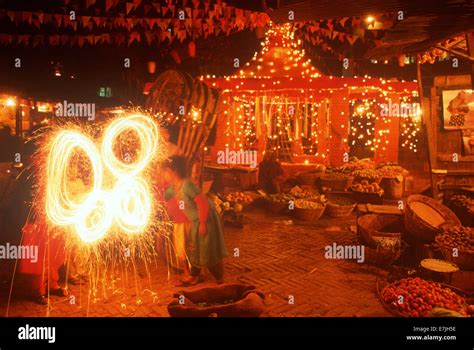 Sparkler Market Diwali Festival Katmandu Nepal Stock Photo Alamy