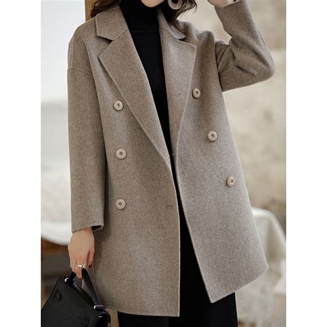 Womens Fall And Winter Single Breasted Coat Long Solid Colored Daily