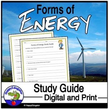 This Is A Forms Of Energy Study Guide Students Can Answer The