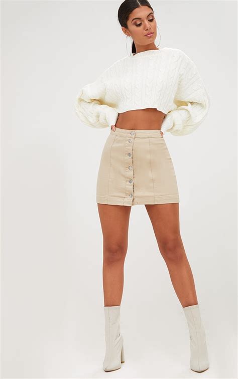 Stone Cammie Denim Mini Skirt Jumpers Prettylittlething Usa