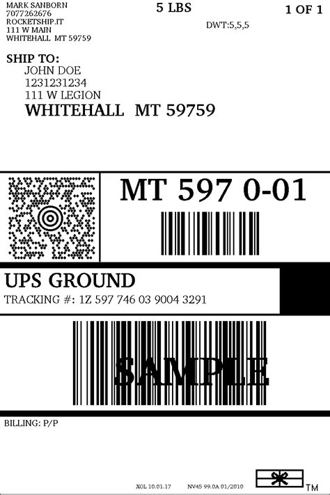 Blank Ups Shipping Label Template
