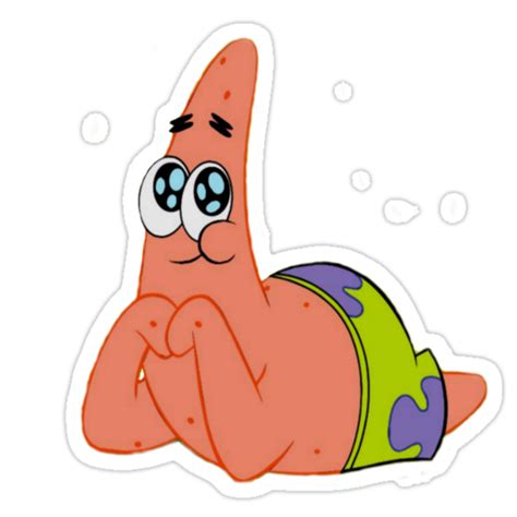I was unsure of what to draw so i drew this iconic patrick, enjoy also, please give me ideas/suggestions of what to draw next ♡ "Cute Patrick Star" Stickers by ArmoredTitan | Redbubble