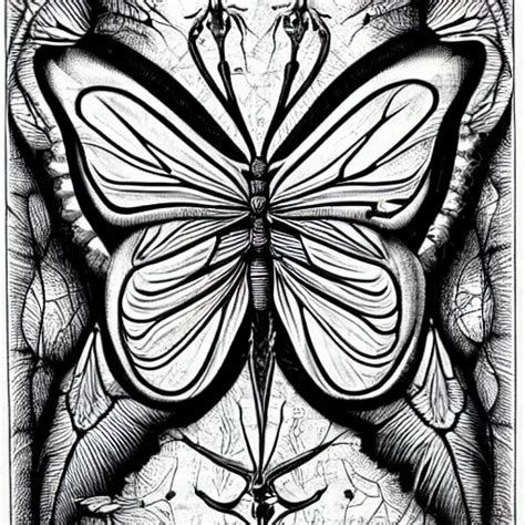 Skeletal Butterfly Detailed Anatomical Illustration By Stable Diffusion