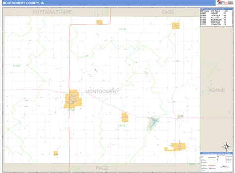 Montgomery County Iowa Zip Code Wall Map