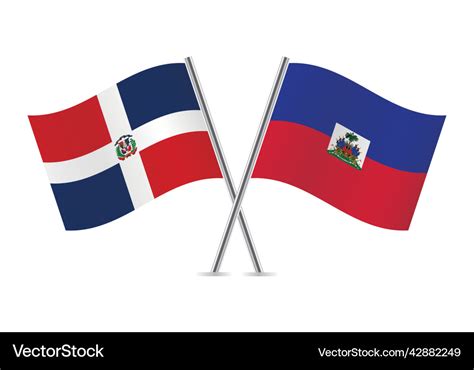 Dominican Republic And Haiti Crossed Flags Vector Image
