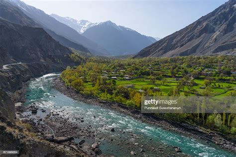 Beautiful Phander River And Greeny Village Phander Valley Gilgit