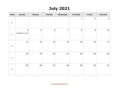 2021 July Calendar 2021 Printable Calendars
