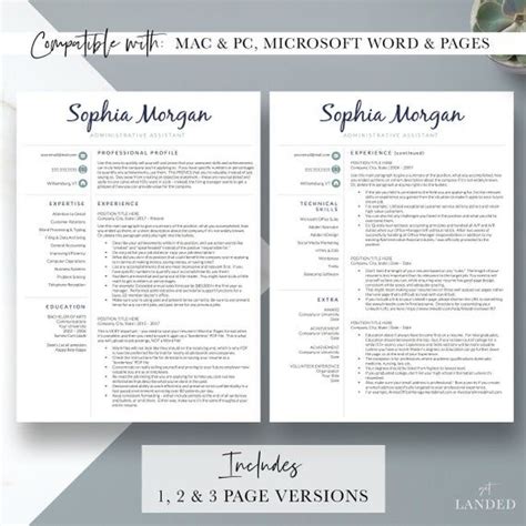 If you're applying for an administrative assistant position, you need to utilize microsoft word in your resume template. Executive Assistant Resume Template for Word and Pages | 1 ...