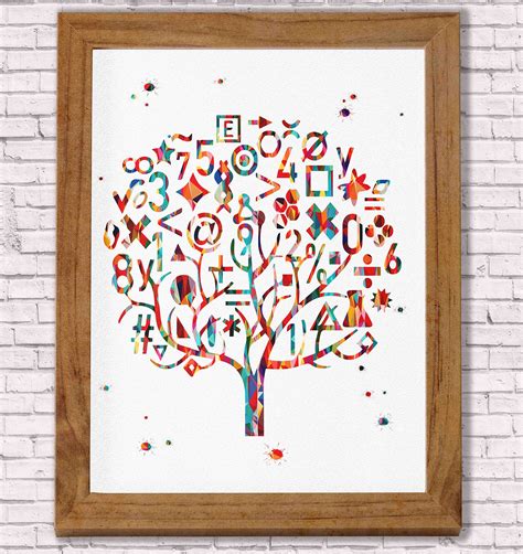 Buy Math Symbol Tree Watercolor Print Math Teacher T Math Art T