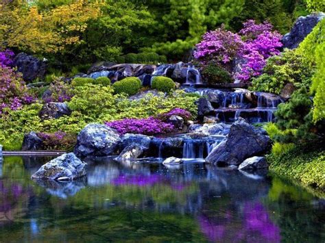 Waterfall With Purple Flowers A Wonderful World Of Purple Its Th