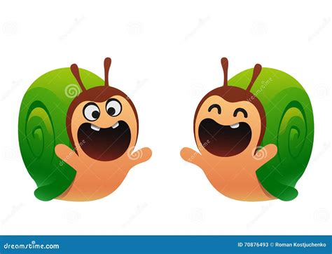Funny Snail Cartoon Green Two Types Stock Vector Illustration Of