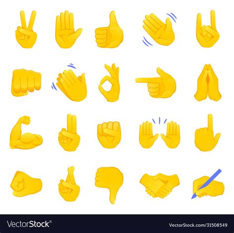 Hand Gesture Emojis Icons Collection Royalty Free Vector