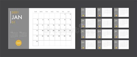 Calendar 2021 Template Planner Vector Diary In A Minimalist Style Stock