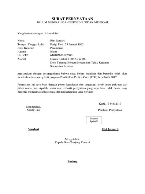 Tidak hanya bagi mahasiswa, karyawan juga bisa ikut kursus. Surat Pernyataan Belum Menikah Dan Bersedia Tidak Menikah ...