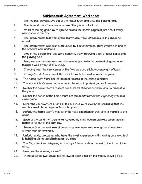 Makes mistakes or misses errors you make). Subject Verb Agreement Exercises With Answers Pdf | 75 ...