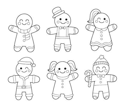 Premium Vector Cute Gingerbread Coloring Pages