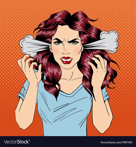 Angry Woman Furious Girl Negative Emotions Vector Image