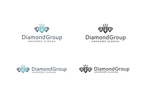 Plantilla De Logotipo De Grupo De Diamantes Vector Premium