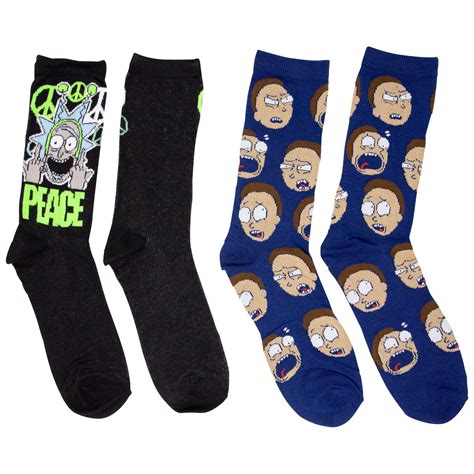 Rick And Morty Peace 2 Pack Crew Socks