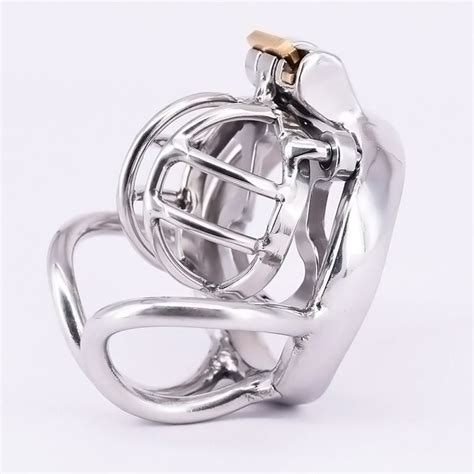 Mini Chastity Cage With Anti Off Ring Short Stainless Steel Male