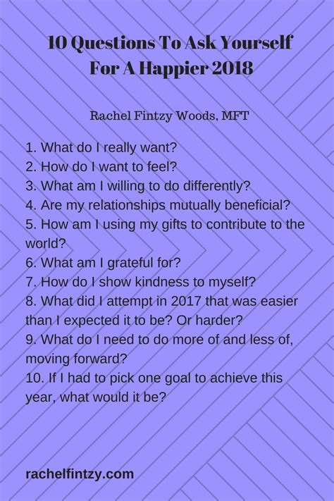 10 Questions To Ask Yourself For A Happier 2018 Rachel Fintzy Woods